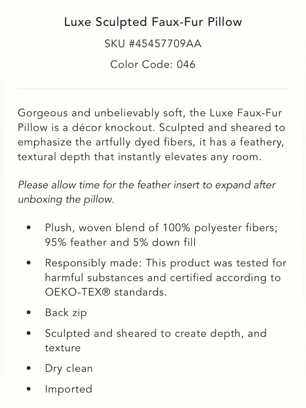 EUC Anthropologie Lux Sculpted Faux Fur Pillow Turquoise